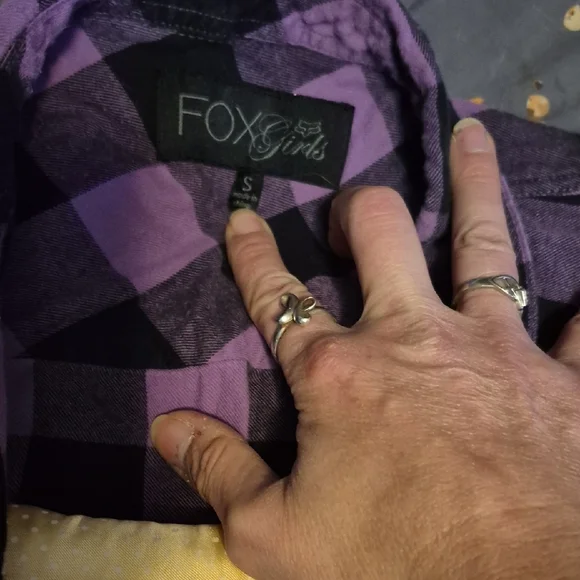 Fox Women's Purple and Black Checkered Button Down Shirt - Picture 3 of 4